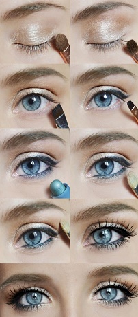 Как сделать дневной макияж для голубых глаз