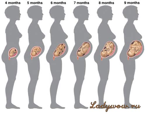 Женщина на разных стадиях беременности