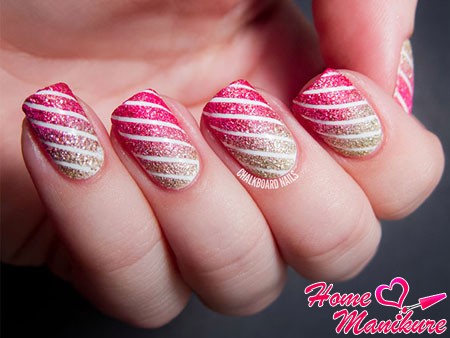 модный полосатый дизайн ногтей летом 2014